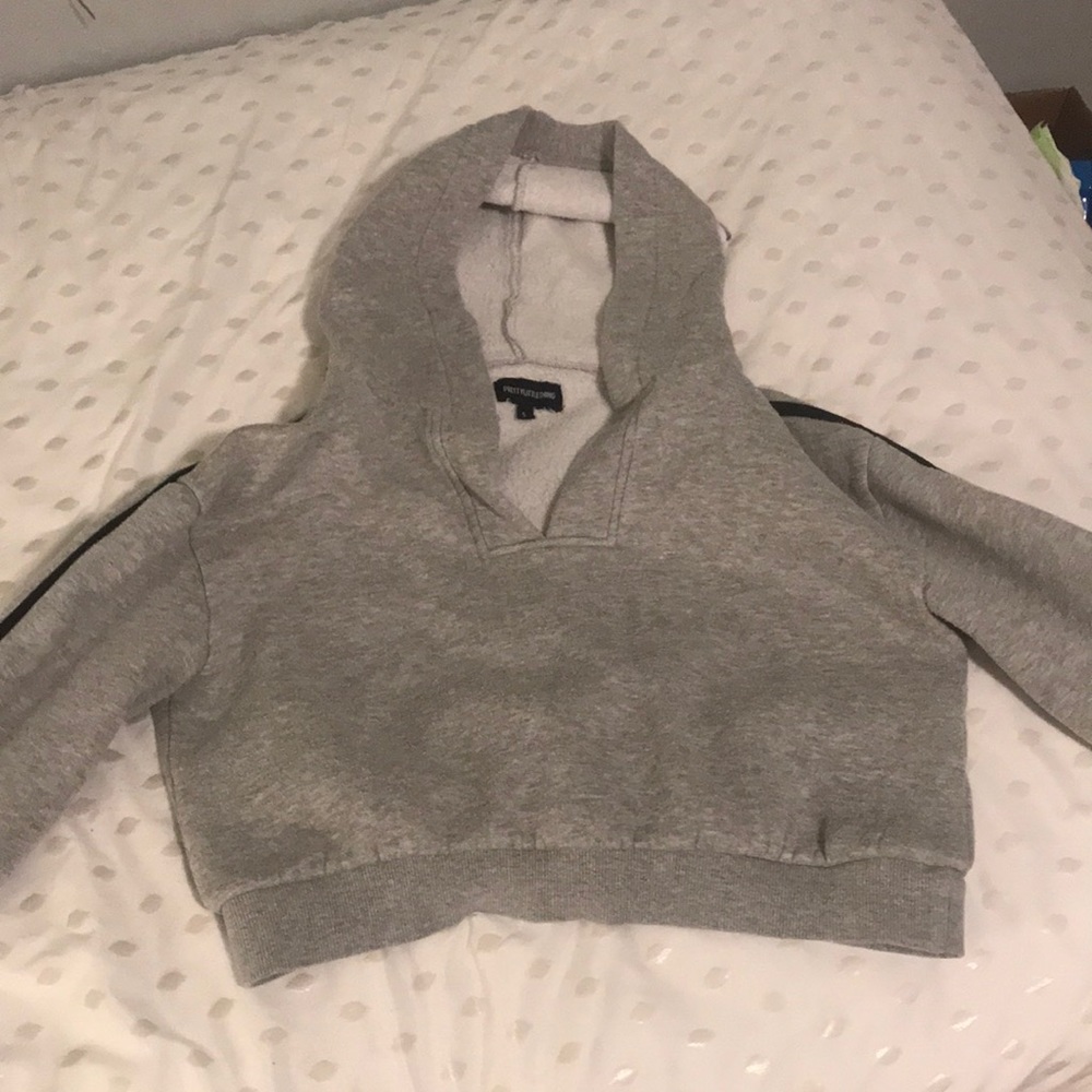 Black and gray cropped hoodie